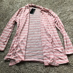 Light pink and white striped cardigan